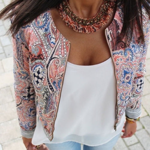 Womens Long Sleeve Floral Print Slim Fashion Blazer Coat Womens Long Sleeve Floral Print Slim Fashion Blazer Coat
